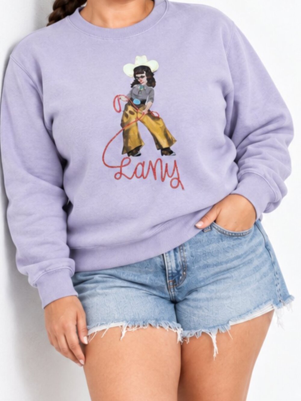Lany Lavender Cowgirl Graphic Sweatshirt Made in USA XL 100% cotton
